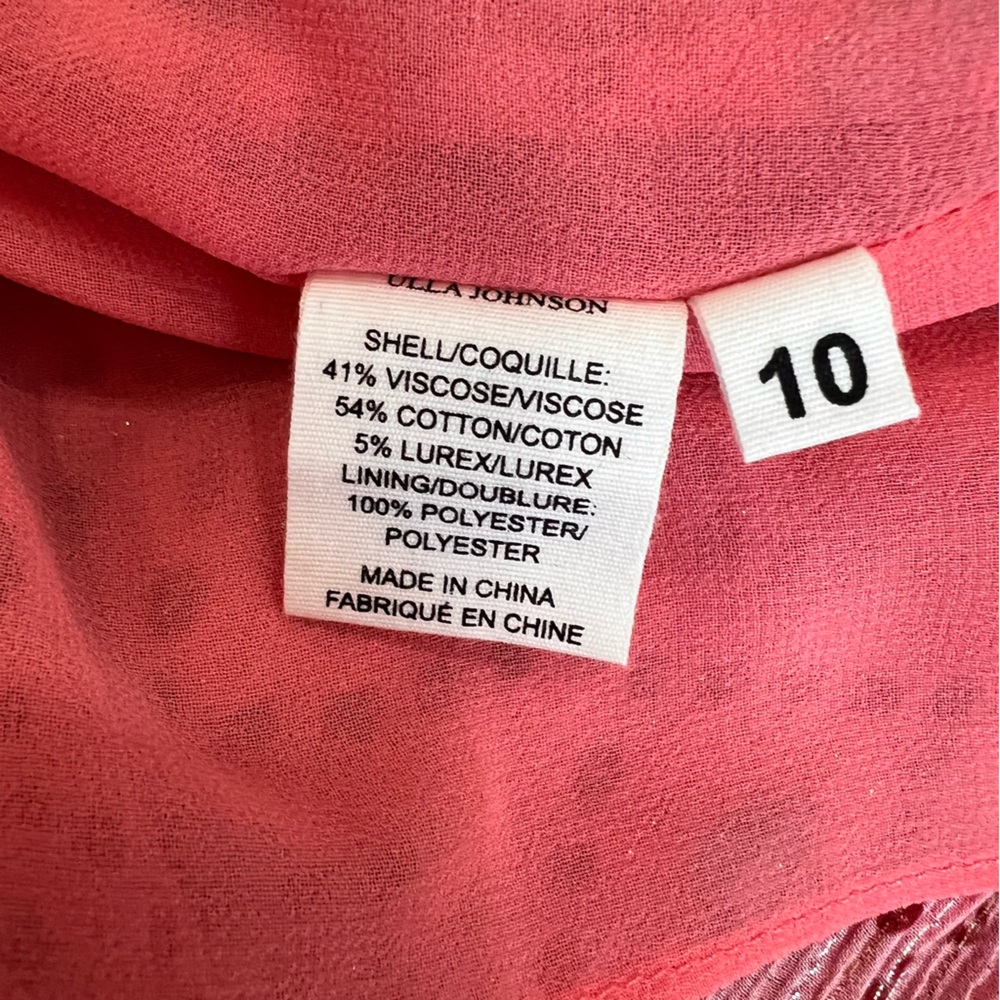 Ulla Johnson Arisa Mini Dress in Hibiscus, Silk Chiffon, Crossover neckline 10 - Picture 12 of 16